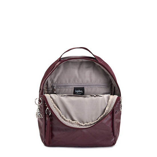 Kipling Kae Klassiska Metallic Ryggsäck Vinröda | SE 1629UZ